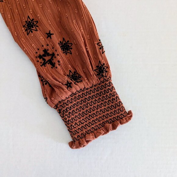 ROLLER RABBIT Women's Long Sleeve Embroidered Blouse Top  Size XS  Burnt Orange - Picture 3 of 6
